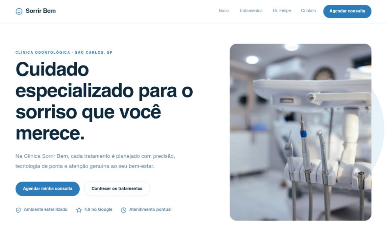 Preview do projeto Clínica odontológica